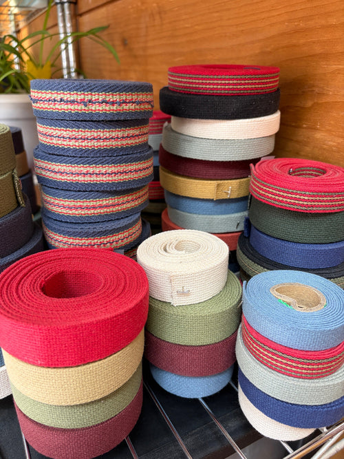 Variety of woven cotton shaker tape in various lengths and widths
